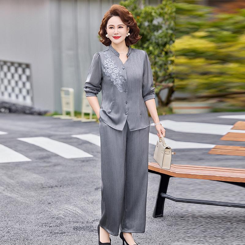 Elegant Spring Suit: Stylish Two-Piece Set for Middle-Aged Women - New 2026 Design 5XL