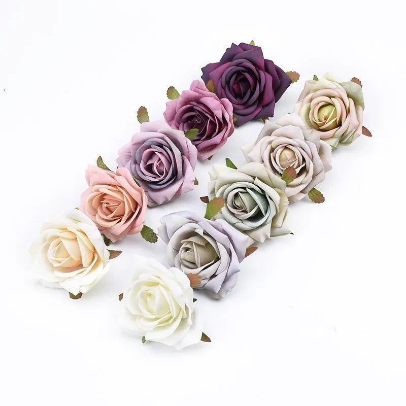 

5/10pcs 8CM European Roses Head Wedding decorative Flowers Wall Bridal Accessories Clearance Artificial Flowers Wholesale 5 Pieces