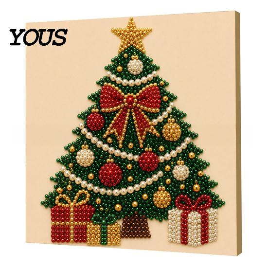Bomboniere Uniche Kit Pittura Perle Finte di Natale, Capanna Innevata di Babbo Natale Pittura DIY Esposizione Artistica da Parete Set Artigianale con Perline 3D per Adulti,