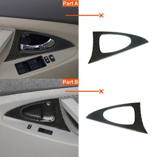 4Pcs Carbon Fiber Door Handle Frame Cover Trim For Toyota Camry 2007-2011