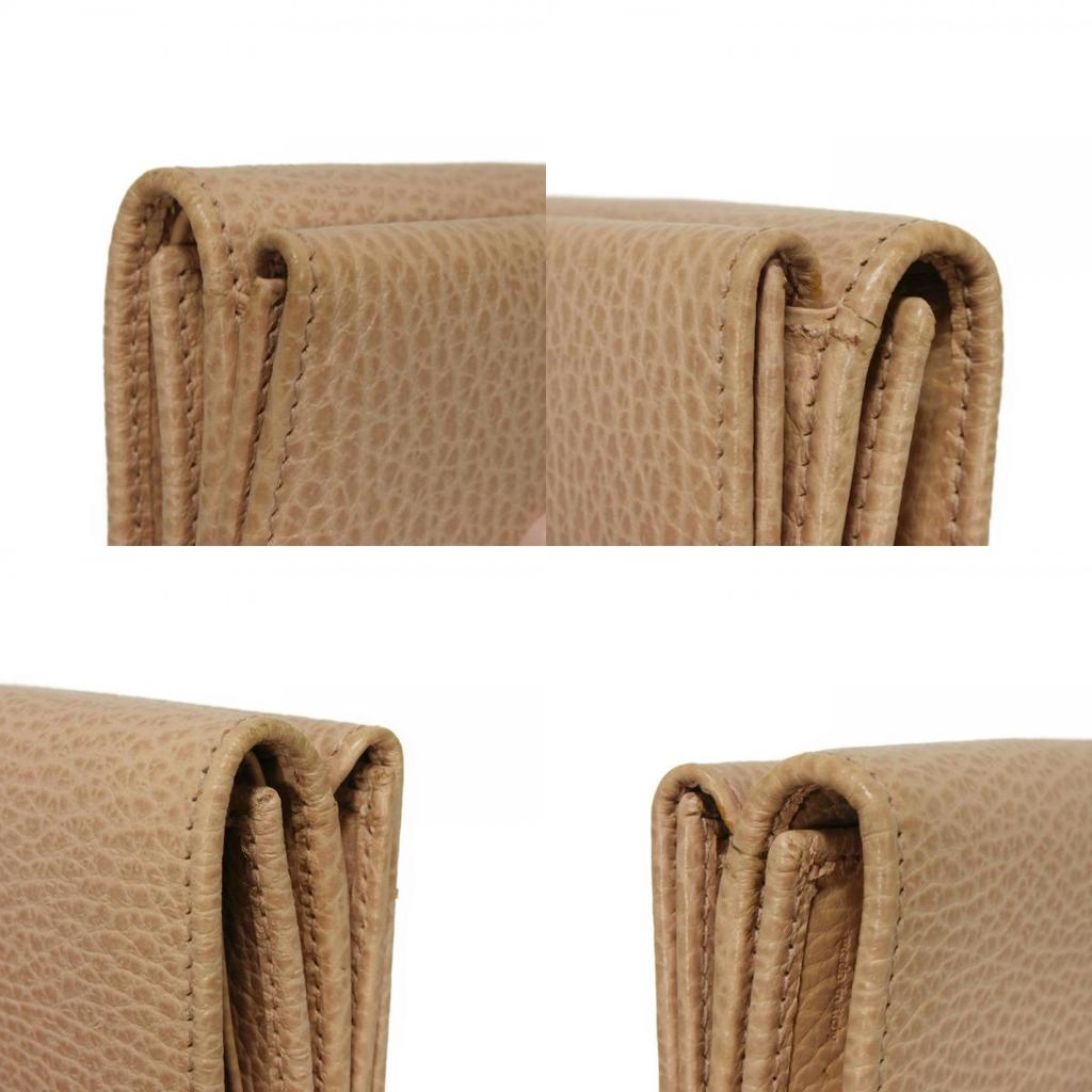 Gebrauchte GG Marmont Double G Kompaktbörse (9539), 735212, 7942, Kalbsleder Geldbörse Kartenetui und Münzbeutel, Rosa Beige,