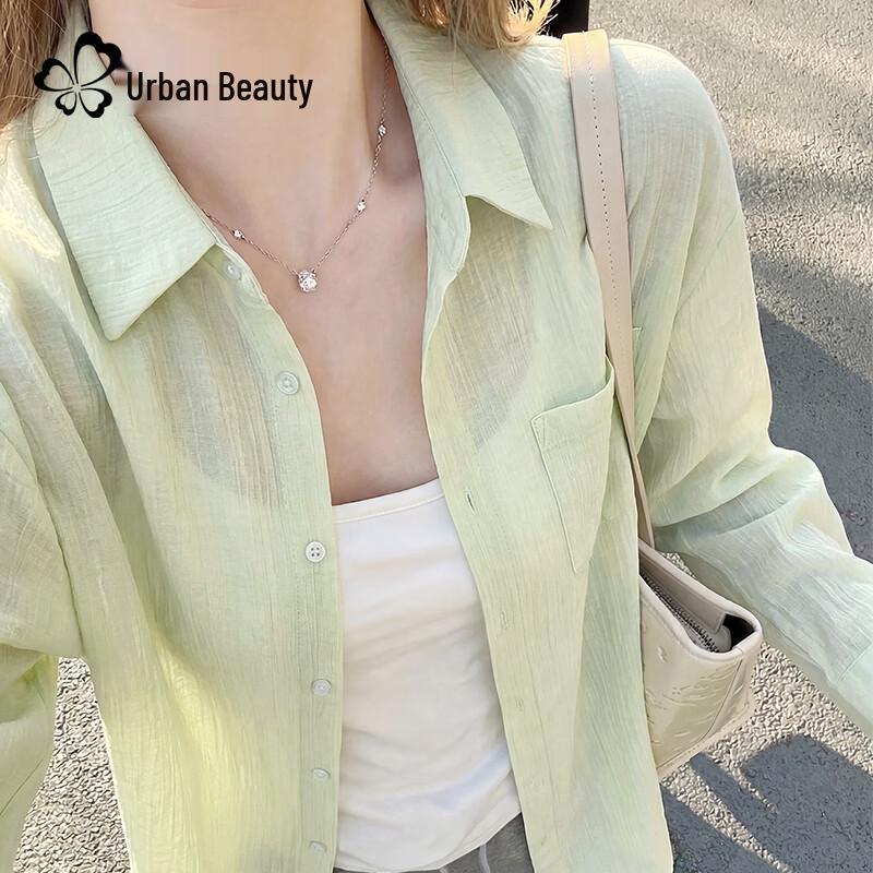 Urban Beauty Women s Summer Thin Solid POLO Collar Shirt M