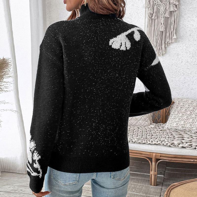 Women's Turtleneck Sweater, Color-Block for Fall and Winter