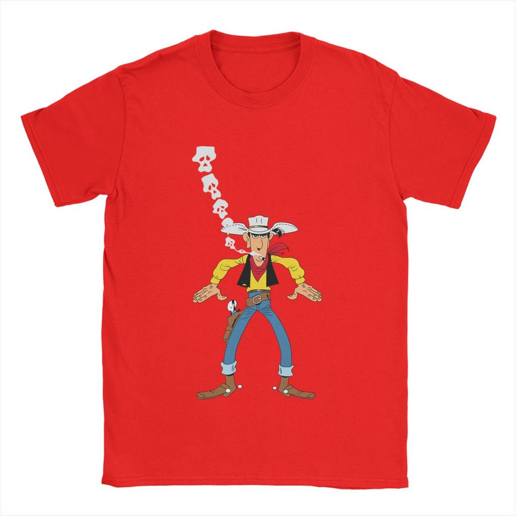 Lucky Luke Are You Ready Men T Shirts Cartoon Funny Tees Short Sleeve Crew Neck T-Shirt Pure Cotton Adult Tops