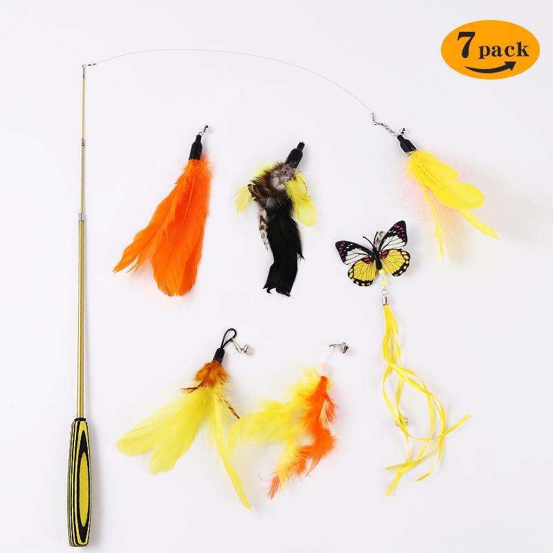 Durable Cat Teasing Stick with Strong Suction Cup, Long Handle & Replaceable Feathers - Bite-Resistant Self-Entertainment Toy