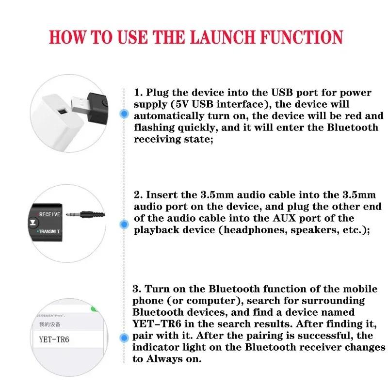 Bluetooth 5.0 Audio Transmitter Receiver 3.5mm AUX Jack RCA USB Dongle Stereo Wireless Adapter for TV Car Kit Speaker Headphone
