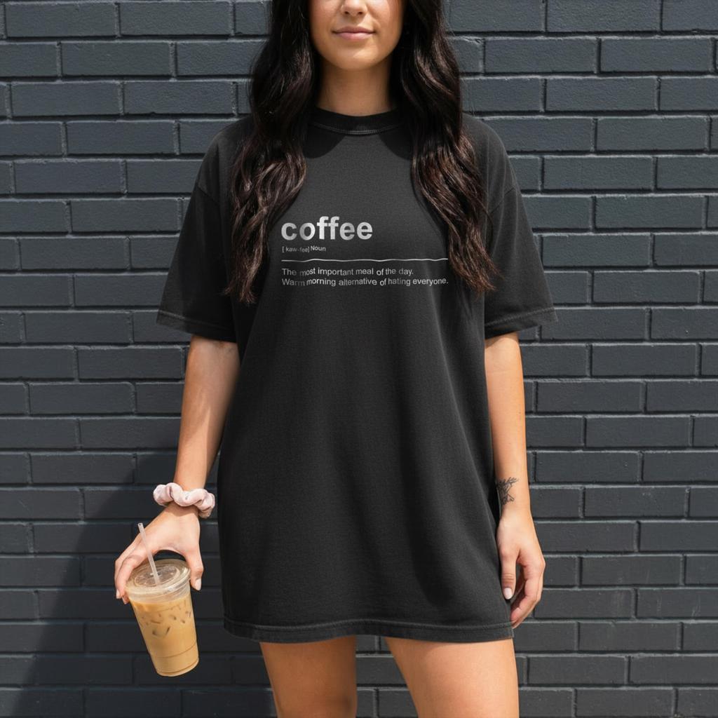 Coffee Definition TShirt Sarcastic Coffee Lover Gift Barista Gift Idea Funny Coffee TShirt Typography Dictionary fun TShirt