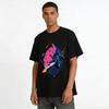 Cool Astronaut Riding Rocket Graphic Casual Short Sleeve T-Shirt Pure Cotton T-shirt