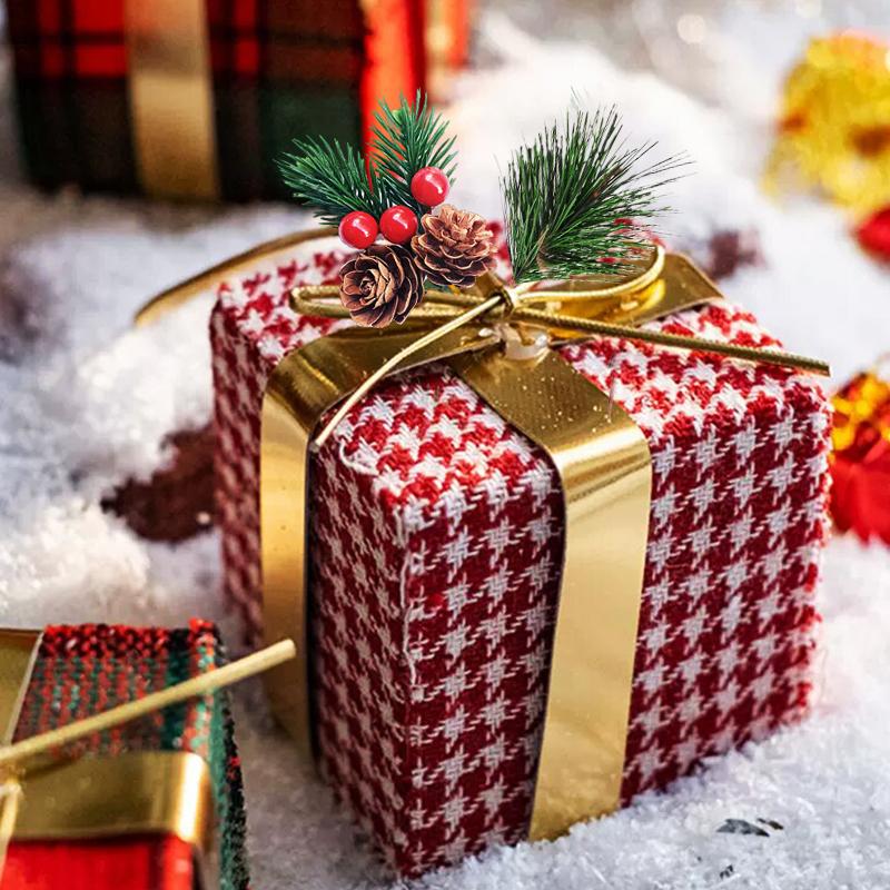 10 шт. набор мини искусственных цветов рождественские украшения украшения сосновые иголки — фото 6