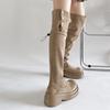 Fashion temperament retro knee thick-soled boots women's 2025 new autumn and winter thin small height-increasing knight boots