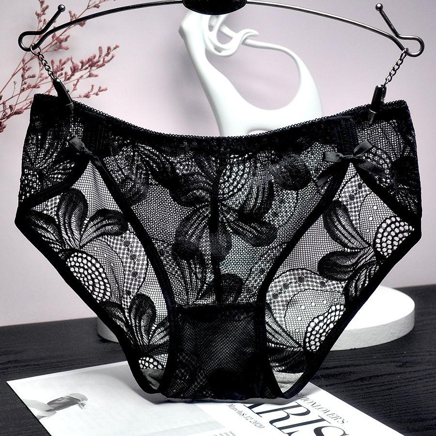 Bragas de encaje sexis para mujer, ropa interior de cintura alta para mujer, lencería Sexy Floral, calzoncillos suaves para mujer, bragas íntimas cómodas