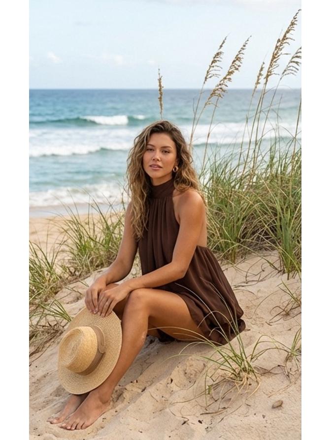 Chiffon Halter Autumn 2025 Sexy Beach Dress for Women