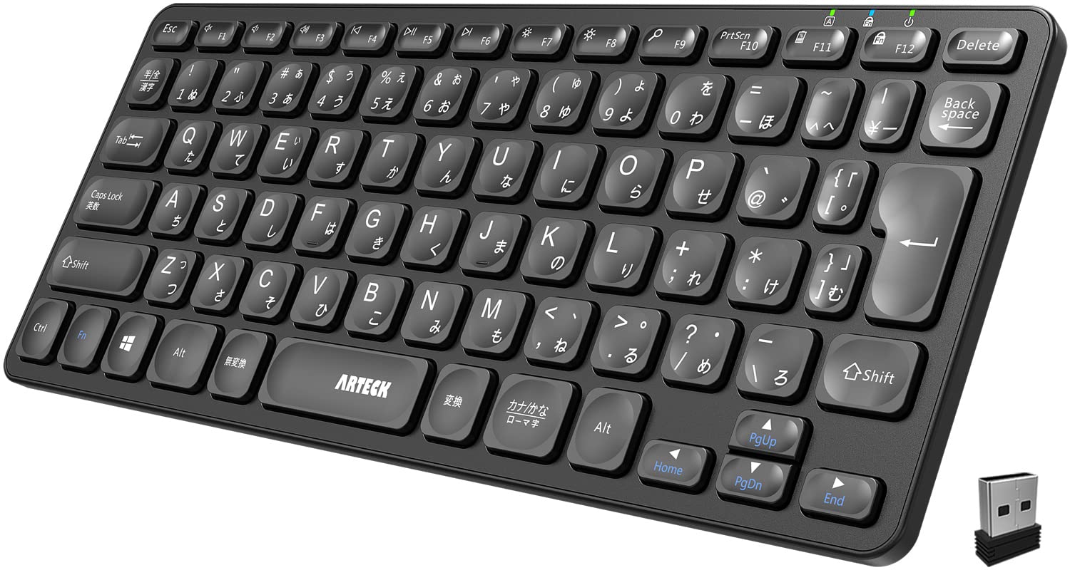 

Arteck 2.4G Wireless Keyboard, Lightweight, Full-Size, Media Functions, Hotkeys, Compatible with Computers, Desktops, PCs, Laptops, Surfaces, Smart