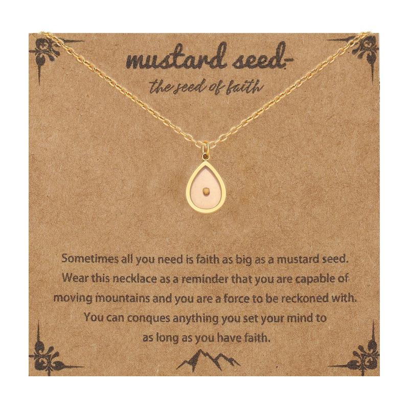 Mustard Seed Faith Pendant Necklace, Gold-Tone Stainless Steel, Silver Chain Christian Religious Jewelry Gift