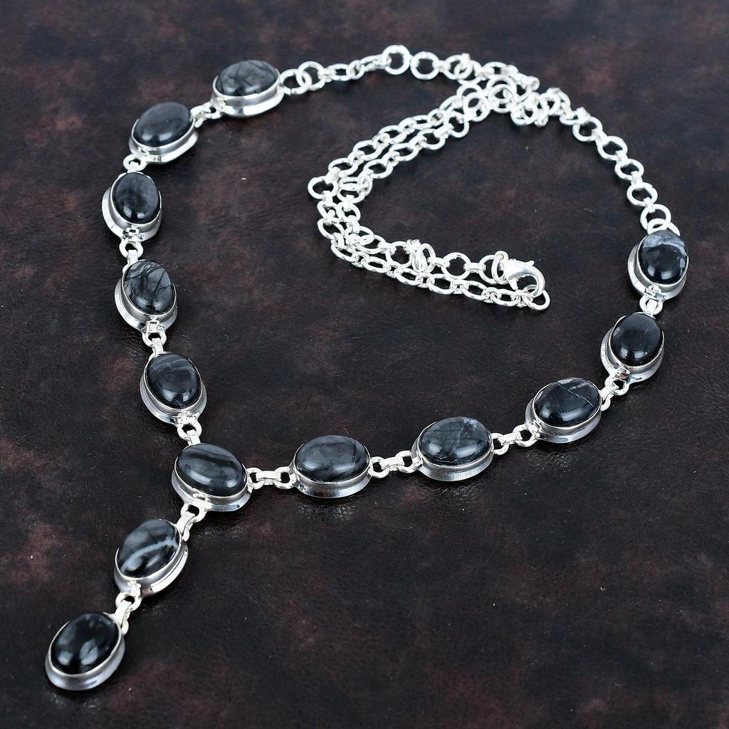 Picasso Jasper necklace 925 sterling silver necklace adjustable chain necklace handmade jewelry natural gemstone necklace anniversary gifts