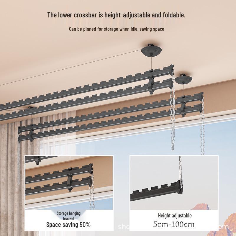 Manual Hand-Crank Double Rod Clothes Drying Rack for Balcony Prestige White 4 Rods 0.9m