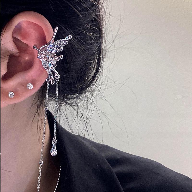 Elegant Butterfly Tassel Clip-On Earrings for Women, 2023 Trendy Design, Chic Ear Cuff Without Piercing
