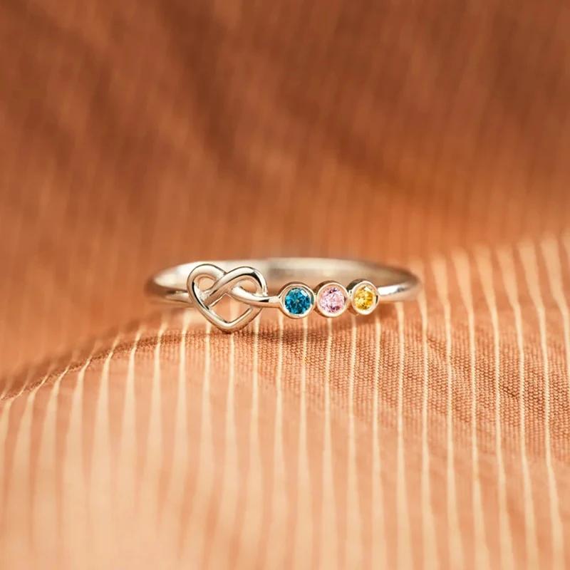 Huitan Dainty Heart and Colorful CZ Rings for Women Exquisite Sweet Girls Finger Accessories Chic Stylish Elegant Party Jewelry