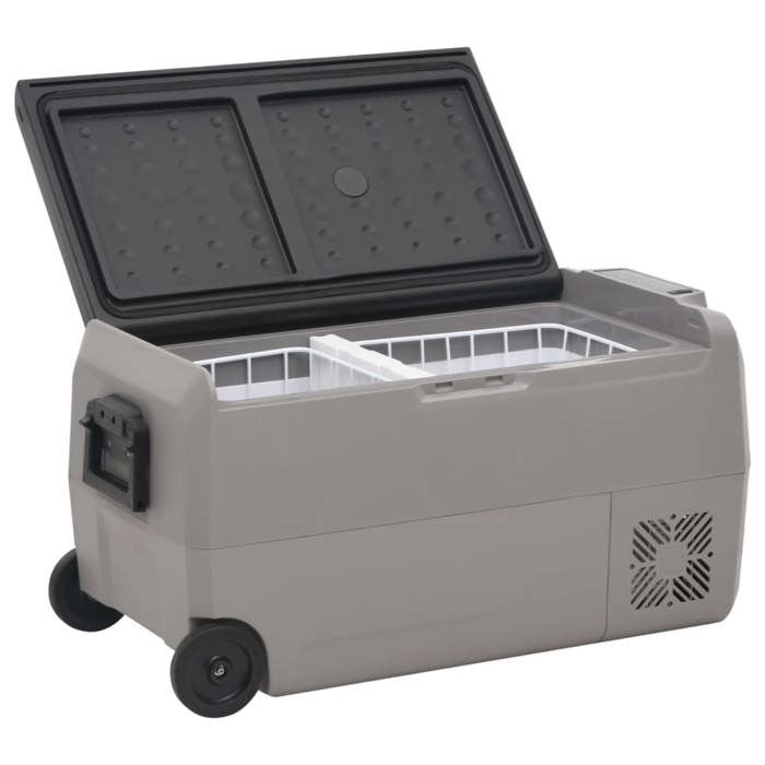 VidaXL Cooler with Wheel and Adapter Black and Grey 50 L PP and PE, Electric Cooler, Compressor Refrigerator, 3154639