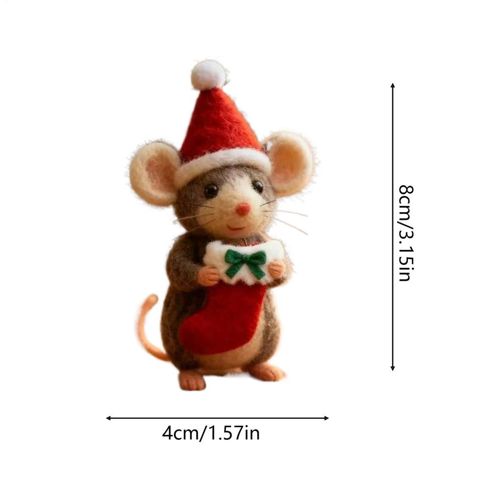 3D Christmas Felt Mouse Mini Animal Figurine Christmas Handmade Felt Mouse Ornament Desktop Decoration Party Gifts