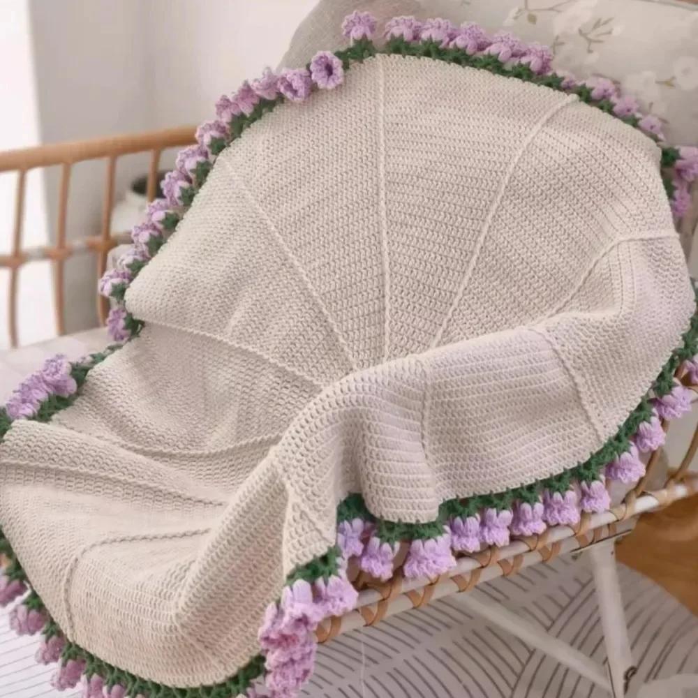 Creative 60cm Flower Bouquet Blanket Finished Product Crocheted Sunflower Blanket Lily of The Valley Bouquet Blankets Gifts