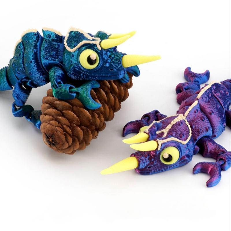 Glow In The Dark 3D Printed Chameleon Fully Articulated Fidget Animal Figurine Flexible Desk Ornament Room Decoration Gifts