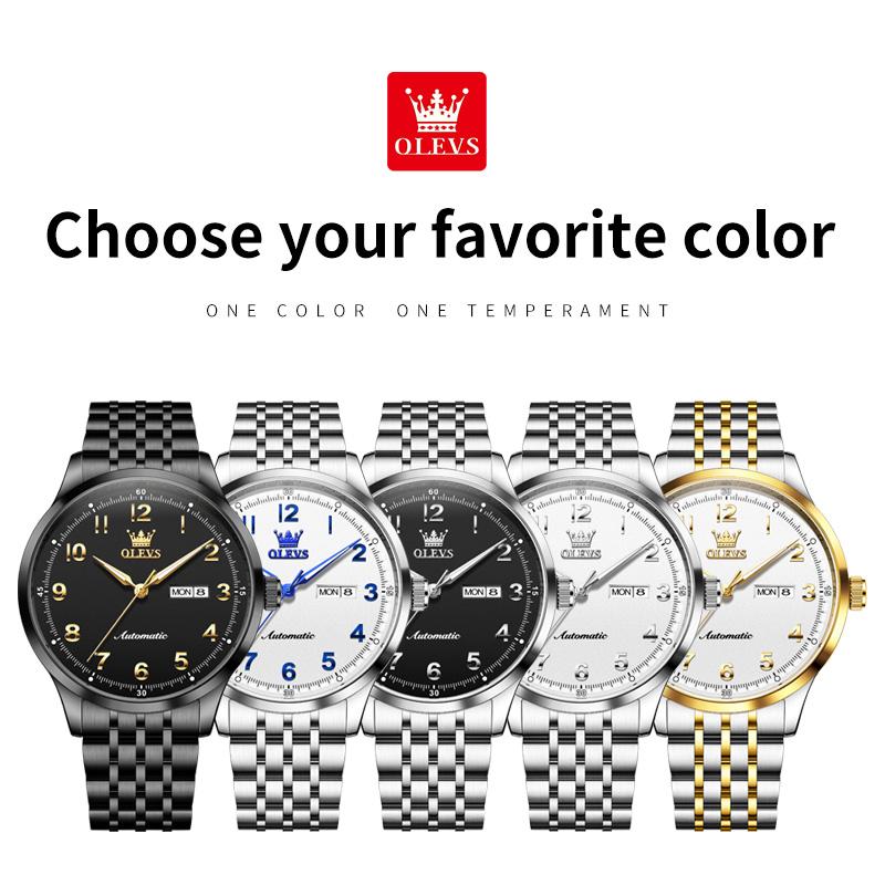 OLEVS Watches For Man Luxury Original Arabic Numerals Automatic Mechanical Watch Waterproof Week Date Mens Watch Gifts New 7100