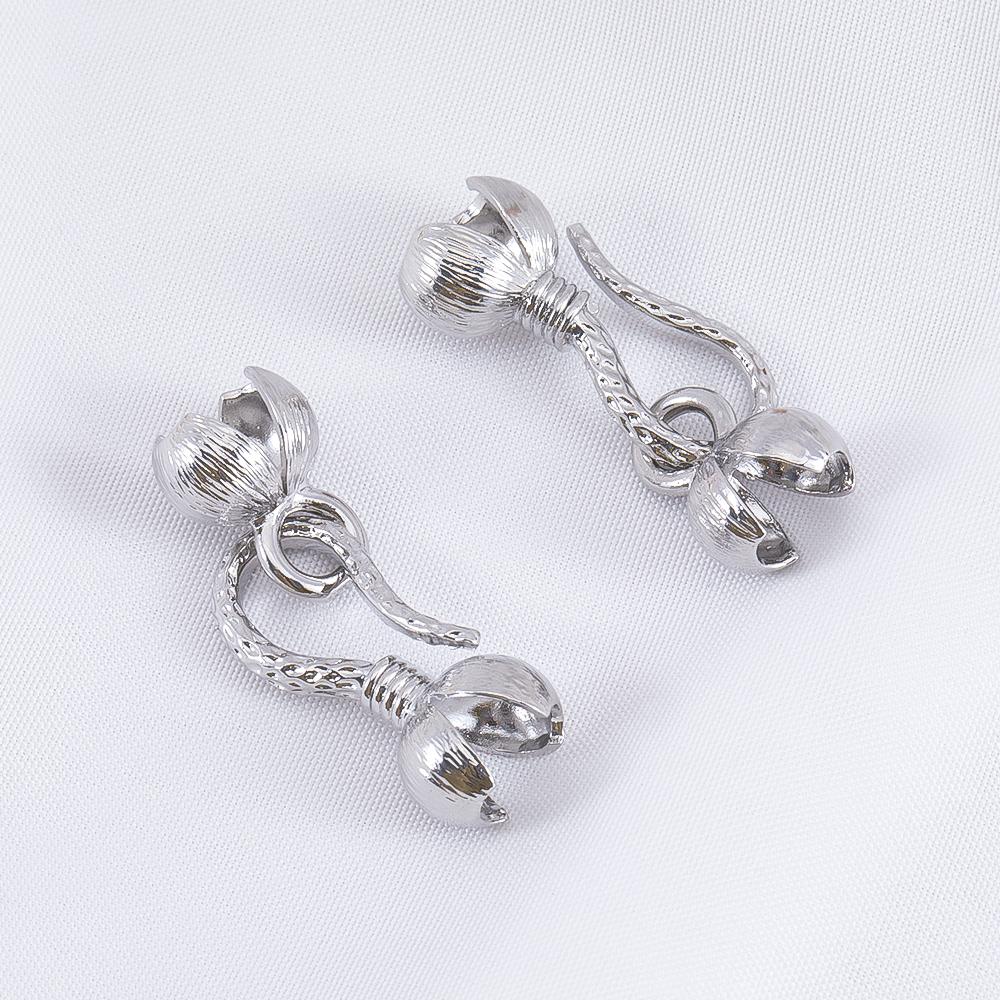 1pc Handmade 18K Gold Silver Plated Fastener Bail Connector Clasps Accessories End Clasps Needlework Pearls Beads Jewelry Making