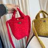 Plush Ethnic Style Crossbody Bag, Fluffy Handheld Shoulder Pouch for Women