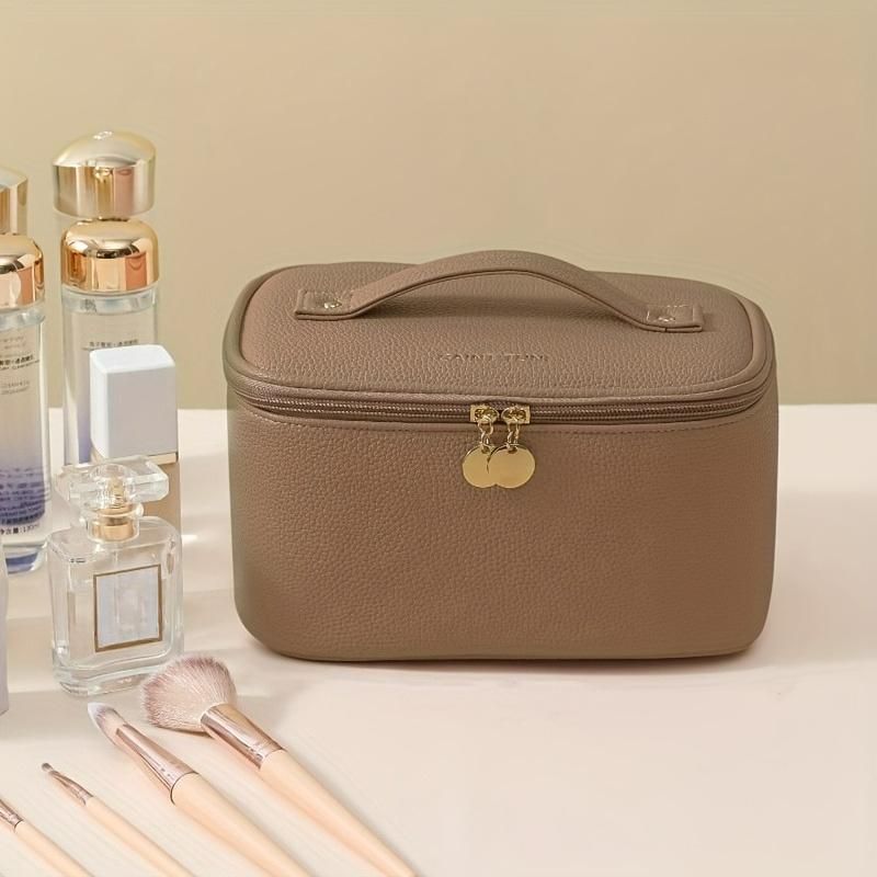 

Портативная косметичка с отделениями для организации туалетных принадлежностей, идеально подходит для путешествий темно-коричневого