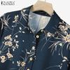 ZANZEA Lässiges zweiteiliges Anzug-Set für Damen mit langer Bluse und Hose im Print