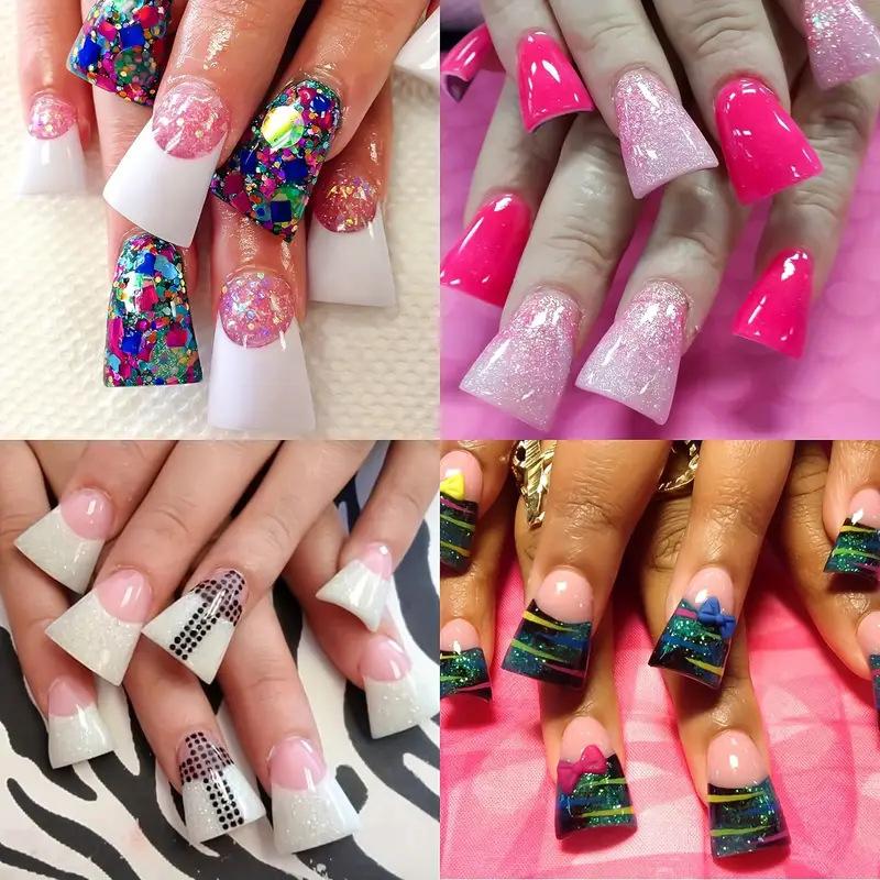 120/504Pcs French False Nail Tips Nail Artificial Duckbill Shape Nails Press On Nail Full Cover With Clear Plastic Box Nail Art