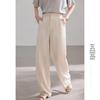 VICTORIA&VERA Linen-Blend Straight Leg Casual Pants