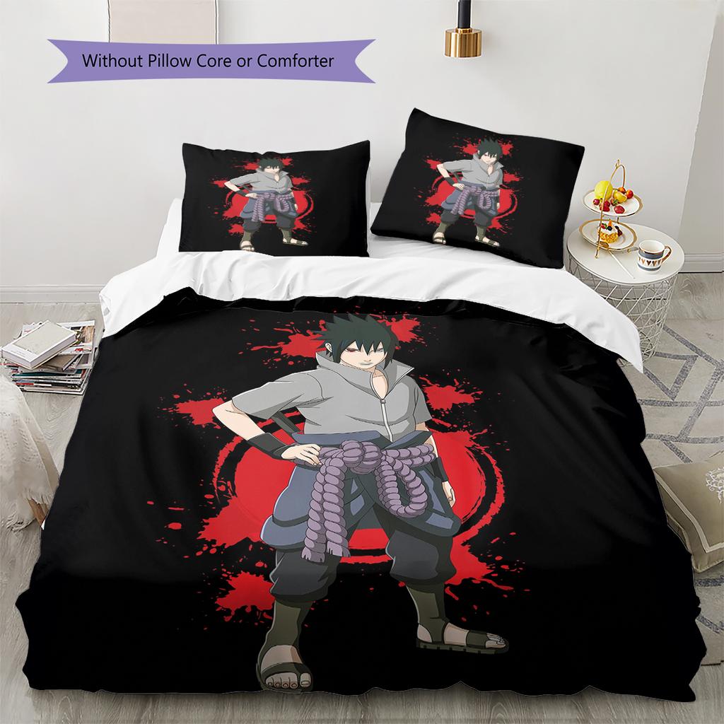 Sasuke Uchiha Pattern Bedding Home Decoration Birthday Gift (1 * duvet cover + 2 * pillowcase, without core)