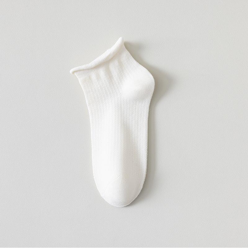 Damen Sommer Dünne Modische Alles Passt Zusammen Kontraktierte Gerollte Kante Einfarbig Kurze Socken