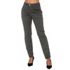 Women Summer Pants Mid-rise Button Zipper Fly Straight Leg Long Trousers with Pockets Solid