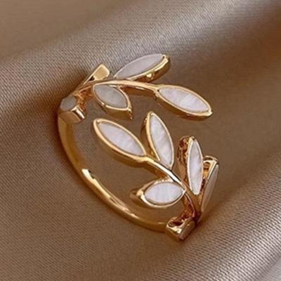 Women's Adjustable Leaf Ring Floral Jewelry with Open Leaf Design, Elegant Ring & Party Ring