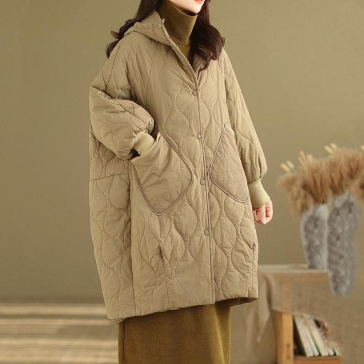 Women Oversized Casual Padded Cotton Jacket Coat for Autumn Spring Winter Outerwear Loose Fit