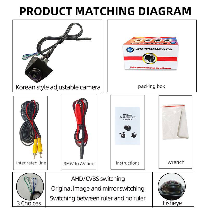 Universal Car HD 720p Ahd Korea Car Camera Starlight Night Vision Waterproof Car Reversing Camera 170 Degrees Fisheye Camera