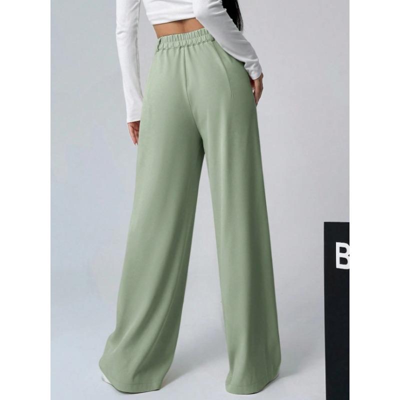Damen Apricot High Waist Weites Bein Locker Lässig Anzug Lange Hose