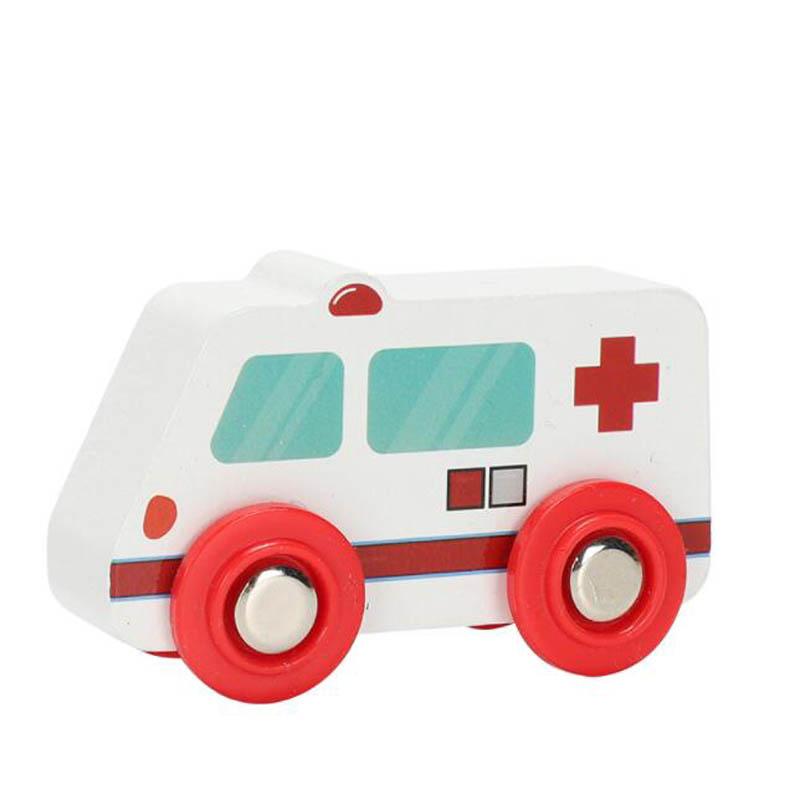 Giocattoli Trenino di Legno Camion dei Pompieri Auto della Polizia Ambulanza Compatibile Pista del Trenino Thomas Giocattoli di Legno Per Bambini