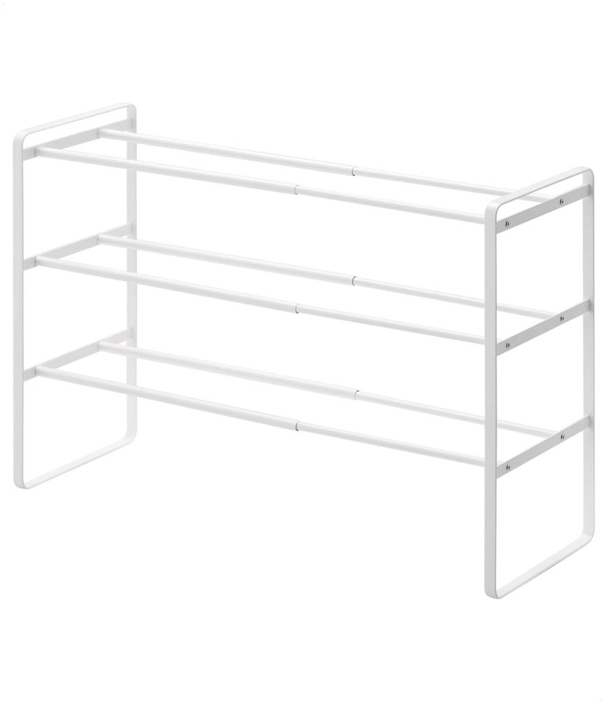 Yamazaki Jitsugyo 7555 Telescopic Shoe Rack, 3 Tiers, White, Approx. W41~70 X D25 X H46cm Frame Entrance Shoe Storage