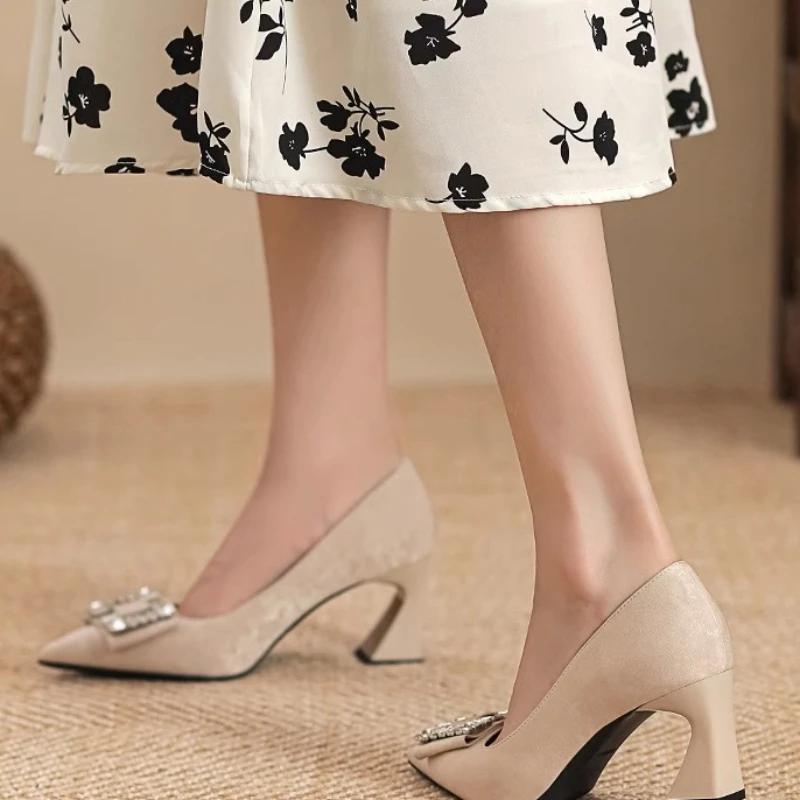 fashion High Quality Shoes for Women 2024 Comfort Sexy High Heels Dress Party Fashion Shallow Solid Color Heels Women  Zapatos De Mujer