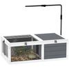 Tortoise Table with Adjustable Lamp Holder, Wooden Tortoise House W/ Openable Lids, Pull-Out Trays - Grey