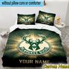3pcs Custom Name Bucks Team Logo Bedding Set Includes 1 Duvet Cover & 2 Pillowcases for All Seasons Dormitory Home Decor Christmas Gifts