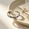Retro Woven Twist Silver Band: Unique, Simple Open-Ended Crossed Finger Ring for Women