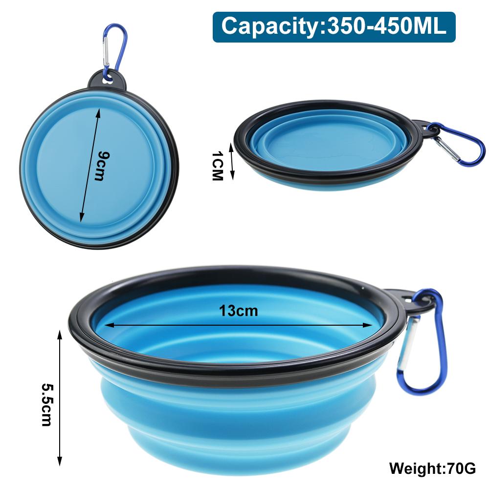 1 STuks 350ml Zachte Siliconen Hondenschaal Opvouwbaar Reizen Voor Draagbare Inklapbare Voedsel Water Voeding Ophangbare Opslag Geurloos