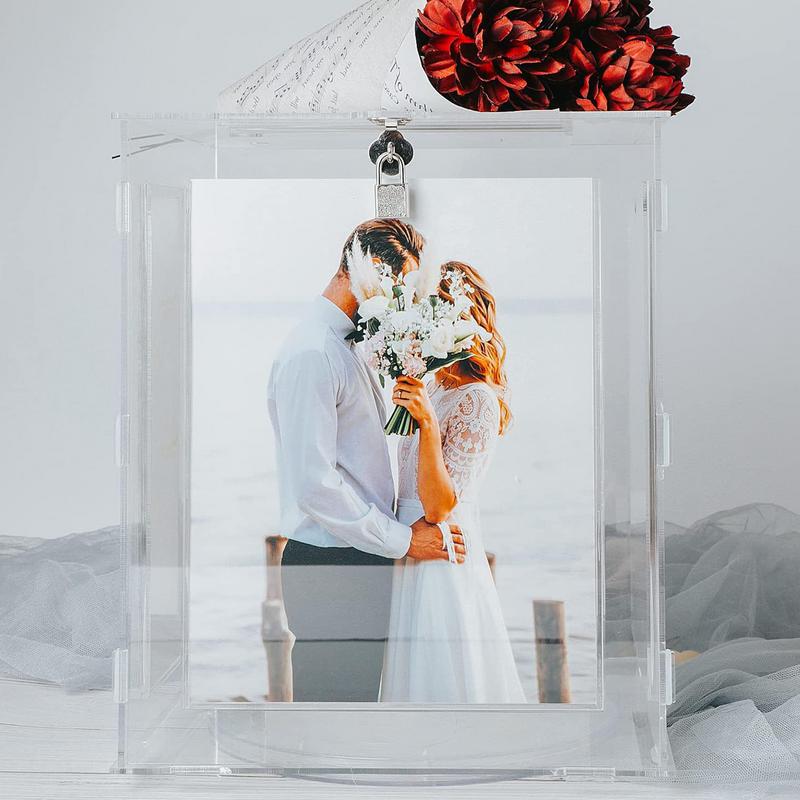Acrylic Wedding Card Box With Lock For Birthday Party Baby Shower Reception Transparent Money Card Box Letter Envelope Boxes