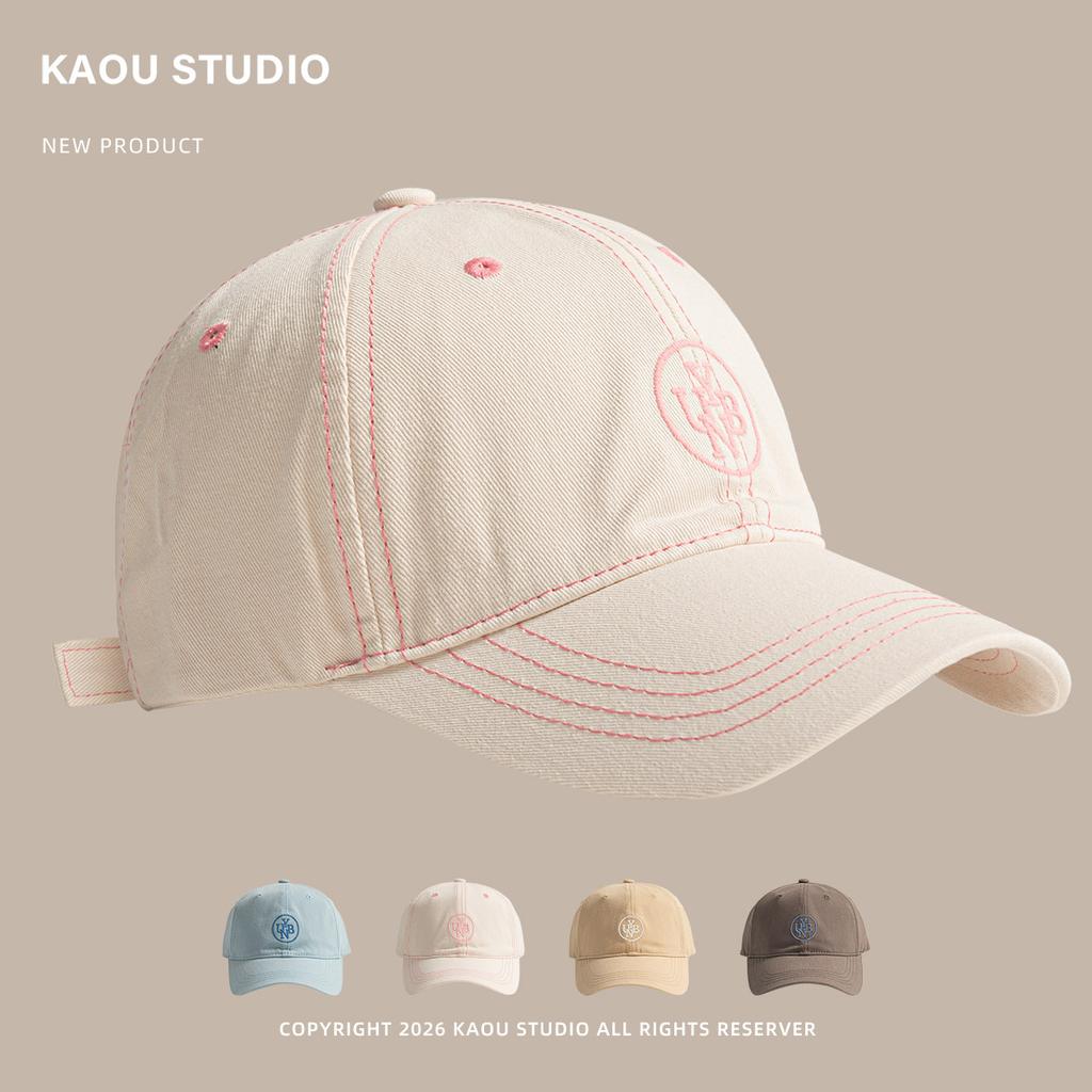 Korean Style Embroidered Baseball Cap Unisex Soft Top Duckbill Hat Spring Autumn Casual Streetwear Vintage Visor Cotton Sun Cap
