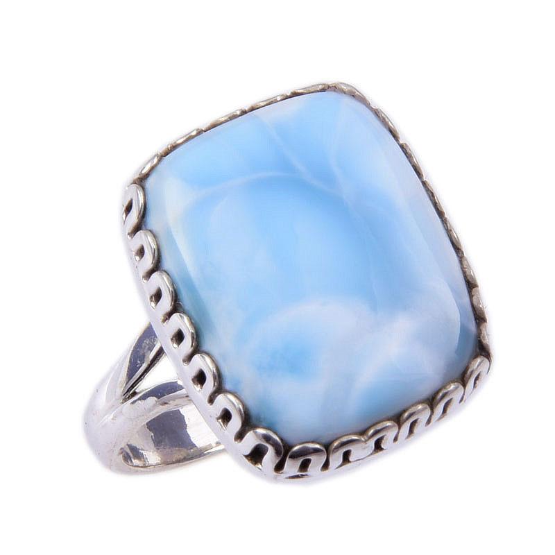Natural Republic Larimar Gemstone 925 Solid Sterling Silver Gift Ring S.8 z2l41
